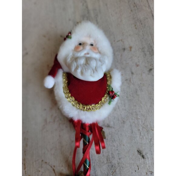 Kurt Adler Santa Claus face jester stick ornament Xmas mistletoe unique vintage - Picture 3 of 9